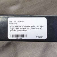 Stall Mount 2 Saddle Rack, 2 Caps *vgc, mnr scuffs, dirt, bent hook, peeled paint
