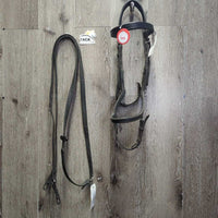 Padded Flat Bridle, Rubber Reins *gc, v.dirty, thick film, NO Bits straps or snaps
