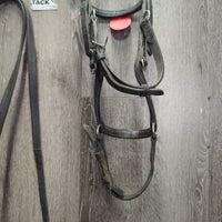 Padded Flat Bridle, Rubber Reins *gc, v.dirty, thick film, NO Bits straps or snaps
