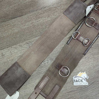 Cotton Web & Leather Lungeing Surcingle, Girth, 10 Rings *vgc, clean & dirty, hair, older, residue, rust & rubs
