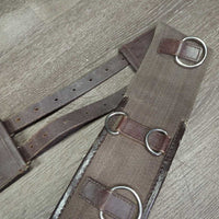 Cotton Web & Leather Lungeing Surcingle, Girth, 10 Rings *vgc, clean & dirty, hair, older, residue, rust & rubs
