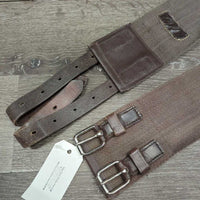 Cotton Web & Leather Lungeing Surcingle, Girth, 10 Rings *vgc, clean & dirty, hair, older, residue, rust & rubs
