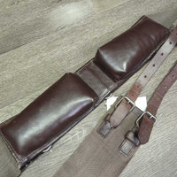 Cotton Web & Leather Lungeing Surcingle, Girth, 10 Rings *vgc, clean & dirty, hair, older, residue, rust & rubs

