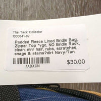 Padded Fleece Lined Bridle Bag, Zipper Top *vgc, NO Bridle Rack, clean, mnr hair, rubs, scratches, snags & stains?dirt
