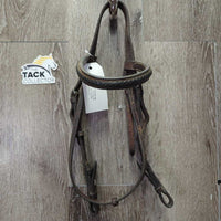 Braided Bridle *gc/fair, NO Noseband, dry, stiff, rubs, scrapes, older, clean
