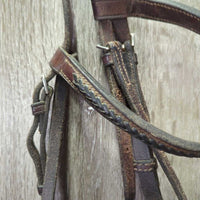 Braided Bridle *gc/fair, NO Noseband, dry, stiff, rubs, scrapes, older, clean
