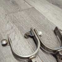 Antique Style Western Rowel Spurs, Tooled sides *gc, clean, rubs, faded, scratches, scuffs, caked mud
