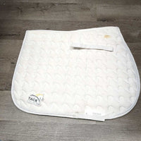 Thick Quilt Jumper Saddle Pad, piping, tabs *vgc, clean, older, mnr dingy, rubs, pills, stains, older
