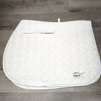 Thick Quilt Jumper Saddle Pad, piping, tabs *vgc, clean, older, mnr dingy, rubs, pills, stains, older

