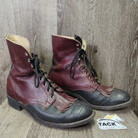 Soft Western Roper Boots, laces, fringe *xc, clean, mnr scratches, stamp & heel rubs
