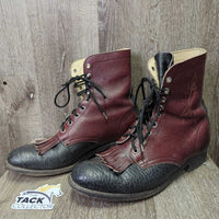 Soft Western Roper Boots, laces, fringe *xc, clean, mnr scratches, stamp & heel rubs
