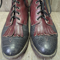 Soft Western Roper Boots, laces, fringe *xc, clean, mnr scratches, stamp & heel rubs
