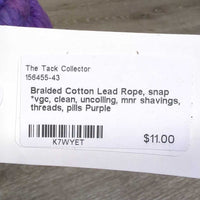Braided Cotton Lead Rope, snap *vgc, clean, uncoiling, mnr shavings, threads, pills
