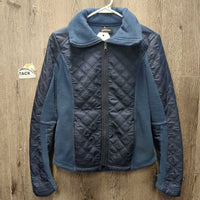 JUNIORS Light Quilt & Fleece Jacket, zipper *gc, clumpy, faded, hair
