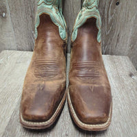 Square Pointy Toe Western Boots *vgc, mnr scratches, scuffs & rubs, scraped soles
