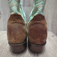 Square Pointy Toe Western Boots *vgc, mnr scratches, scuffs & rubs, scraped soles
