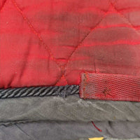 Quilt Jumper Saddle Pad, piping, tabs *gc, stains, clean, holes, faded, rubs, clean, older
