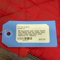 Quilt Jumper Saddle Pad, piping, tabs *gc, stains, clean, holes, faded, rubs, clean, older
