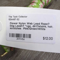 Flower Nylon Web Lead Rope? Dog Leash? *vgc, dirt?stains, hair, scratches
