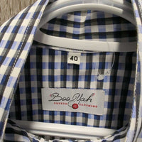 LS Show Shirt, 1 Button Collar *like new?/xc, seam puckers
