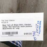 LS Show Shirt, 1 Button Collar *like new?/xc, seam puckers
