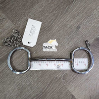 Eggbutt Comfort Snaffle Bit w hooks, 2 hooks, chain *vgc/gc, dirt, residue, scuffs
