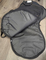 Padded English Saddle Carrying Bag, strap *vgc, older, clean, undone stitching, clean, residue, puckers, stains
