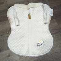 Sheepskin & Quilt Half Pad *gc, clean, older, stains, rubs, pills, thin edges, clumpy, creased, stiff, hair
