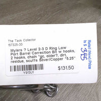 Level 2-3 D Ring Low Port Barrel Correction Bit w hooks, 2 hooks, chain *gc, older?, dirt, residue, scuffs
