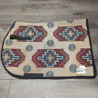 Felt Lined Tapestry Covered Jumper Saddle Pad *vgc, clean & mnr dirt?residue, hairy, rubs, older, clumpy, pills
