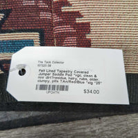 Felt Lined Tapestry Covered Jumper Saddle Pad *vgc, clean & mnr dirt?residue, hairy, rubs, older, clumpy, pills
