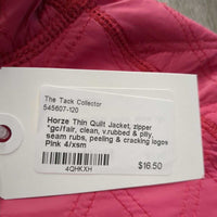 Thin Quilt Jacket, zipper *gc/fair, clean, v.rubbed & pilly, seam rubs, peeling & cracking logos

