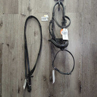 "Glam" Monocrown RsdPadded Bridle, Flash & Attach, Cotton Web Reins, Bling *xc/vgc, mnr scrapes, rubs & dirt/residue

