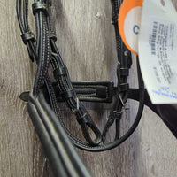 "Glam" Monocrown RsdPadded Bridle, Flash & Attach, Cotton Web Reins, Bling *xc/vgc, mnr scrapes, rubs & dirt/residue
