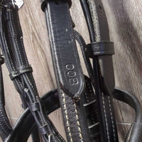 "Glam" Monocrown RsdPadded Bridle, Flash & Attach, Cotton Web Reins, Bling *xc/vgc, mnr scrapes, rubs & dirt/residue
