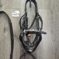 "Glam" Monocrown RsdPadded Bridle, Flash & Attach, Cotton Web Reins, Bling *xc/vgc, mnr scrapes, rubs & dirt/residue
