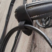 "Glam" Monocrown RsdPadded Bridle, Flash & Attach, Cotton Web Reins, Bling *xc/vgc, mnr scrapes, rubs & dirt/residue
