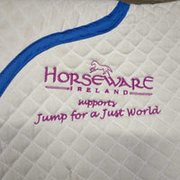 Quilt Jumper Saddle Pad, Padded Wither "Just World" *gc, dingy, clean, rubs, stains, pills, puckers, older, unstitched seams
