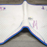 Quilt Jumper Saddle Pad, Padded Wither "Just World" *gc, dingy, clean, rubs, stains, pills, puckers, older, unstitched seams
