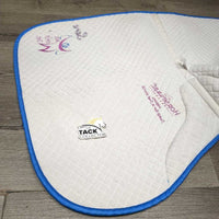 Quilt Jumper Saddle Pad, Padded Wither "Just World" *gc, dingy, clean, rubs, stains, pills, puckers, older, unstitched seams
