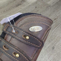Open Front & Hind Boots, neoprene velcro liners, tabs *gc, rubs, scrapes, unstitched seam, pilly & scraped edges, stain, older
