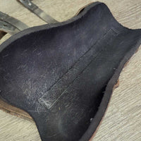Open Front & Hind Boots, neoprene velcro liners, tabs *gc, rubs, scrapes, unstitched seam, pilly & scraped edges, stain, older
