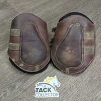 Open Front & Hind Boots, neoprene velcro liners, tabs *gc, rubs, scrapes, unstitched seam, pilly & scraped edges, stain, older

