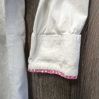 LS Show Shirt, Snap Collar *gc, dingy, crinkled, v.folded Collar, Edges & Trim, seam puckers, faded logo
