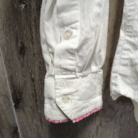 LS Show Shirt, Snap Collar *gc, dingy, crinkled, v.folded Collar, Edges & Trim, seam puckers, faded logo
