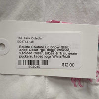 LS Show Shirt, Snap Collar *gc, dingy, crinkled, v.folded Collar, Edges & Trim, seam puckers, faded logo
