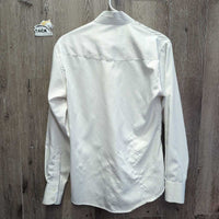 LS Show Shirt, Snap Collar *gc, snags, puckered, older, threads, runs, bubbled collar
