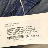 Med?Hvy Winter Blanket. 2 legs *gc.fair, v.faded, holes, snags, repairs, rubs, pills, clean, hair, NO wpf, torn & frayed edges, discolored
