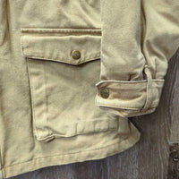 Canvas Jacket, Corduroy Collar, Snaps, Zip "Millarville Musical Ride" *vgc, clean, mnr faded
