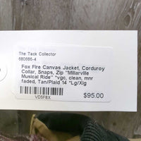 Canvas Jacket, Corduroy Collar, Snaps, Zip "Millarville Musical Ride" *vgc, clean, mnr faded
